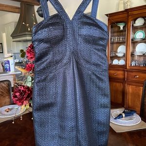 Blue metallic cocktail dress